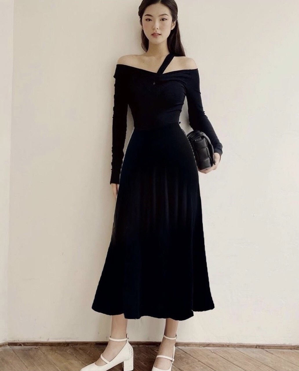 Đầm Maxi Tay Dài Lệch Vai Dự Tiệc Thun Gân Cao Cấp TACARA DRESS