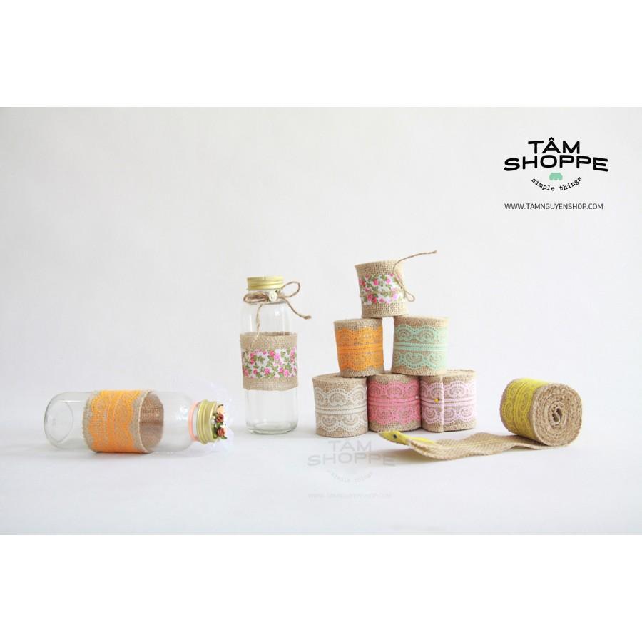 Cuộn bố ren Handmade Vintage Bản lớn các màu