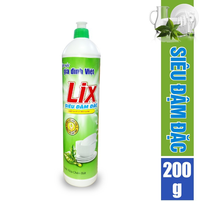 Nước rửa chén Lix siêu đậm đặc hương trà xanh 200g TX20T