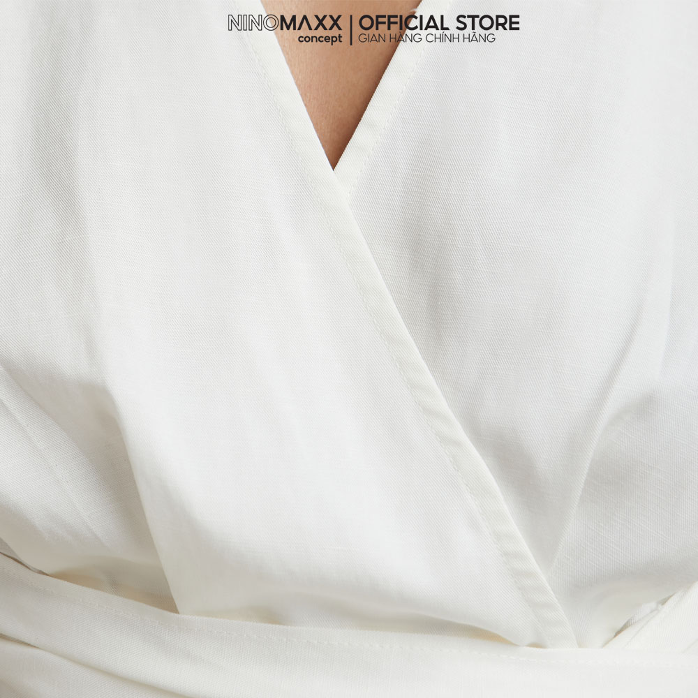 N&amp;M Áo croptop Nữ tay ngắn chất liêu linen thoáng mát 2103058