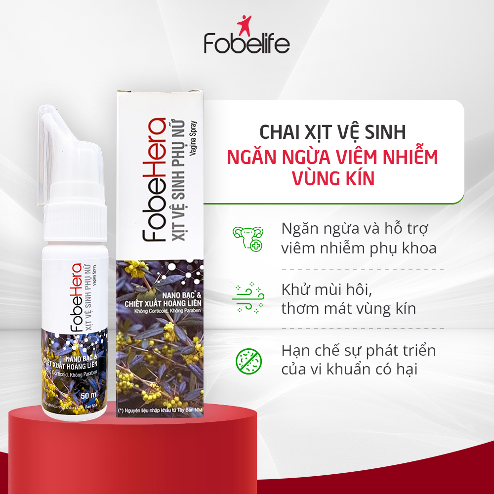 Chai Xịt Phụ Khoa Kháng Khuẩn Vùng Nhạy Cảm , Ngăn Ngừa Nấm Ngứa FobeHera - chai 50ml