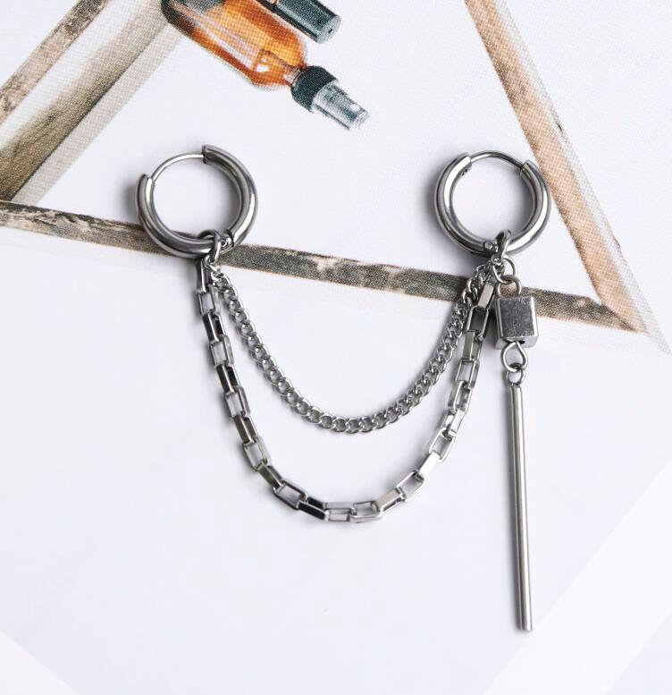 Bông tai khuyên tai idol chuỗi dài style Unisex Hàn Quốc