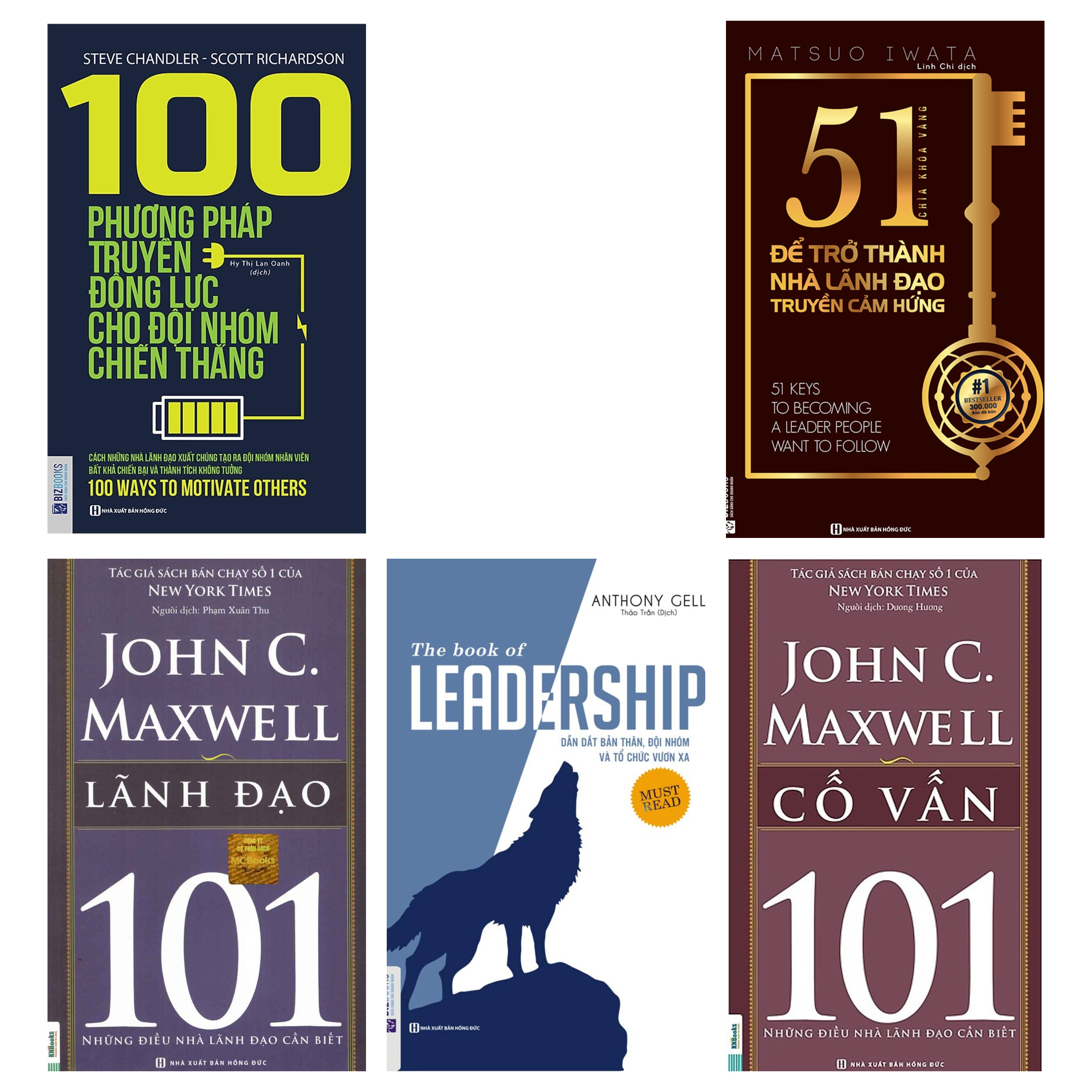 Combo bộ 5 cuốn sách:BỘ 5 CUỐN SÁCHJohnc.Maxwell Lãnh đạo 101 + The book of Leadership Dẫn dắt bản thân, đội nhóm và tổ chức vươn xa + 100 phương pháp truyền động lực cho đội nhóm chiến thắng + 51 chìa khóa vàng để trở thành nhà lãnh đạo truyền cảm hứng +