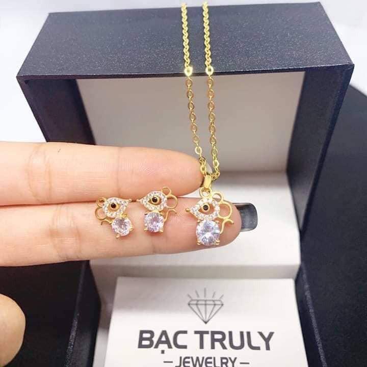 BỘ TRANG SỨC BẠC TA - DÂY CHUYỀN - BÔNG TAI CHUỘT -