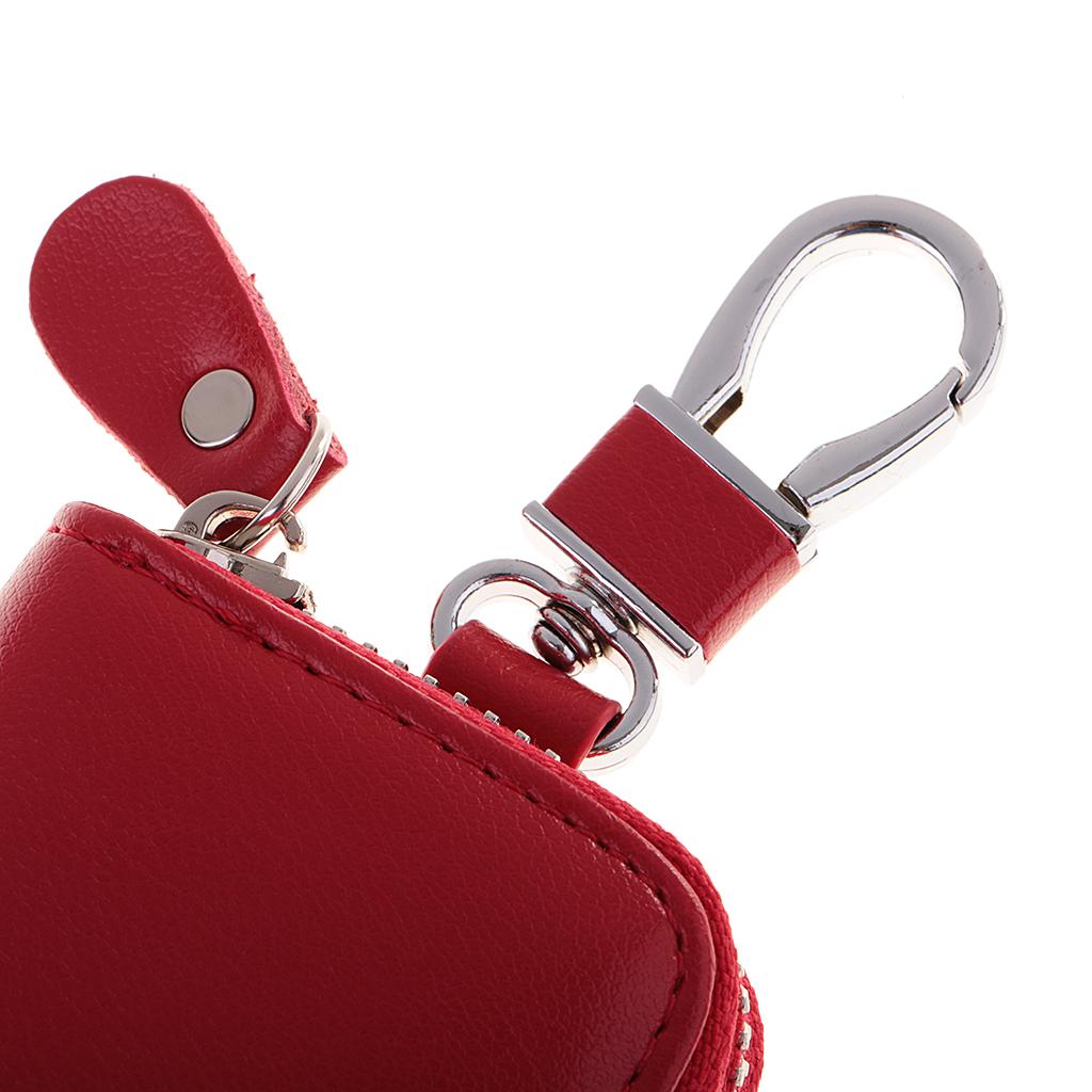 Genuine Leather Car Key Holder Keychain Case Bag Hook Pouch