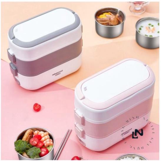 Hộp đựng cơm cắm điện 2 tầng 4 ngăn Bucook cao cấp