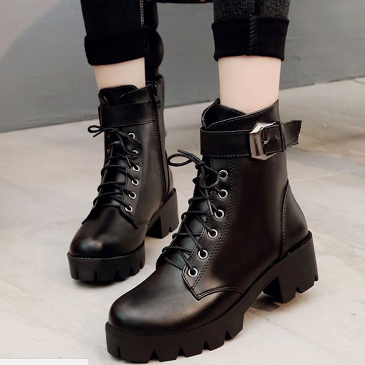 Giày boot combat nữ 4 phân 1 khóa S424