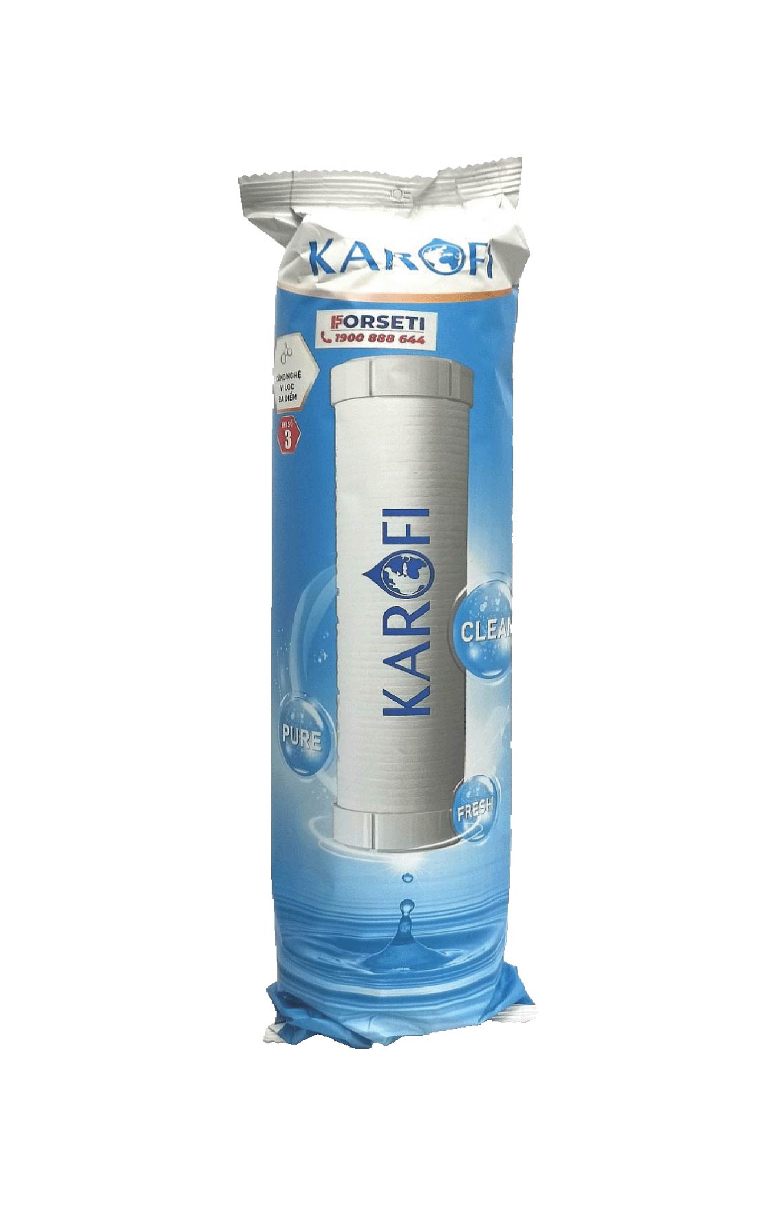 Combo bộ 3 lõi lọc thô 123 và 1 màng RO 50gpd cho máy lọc nước Karofi Ne - Hàng Chính Hãng