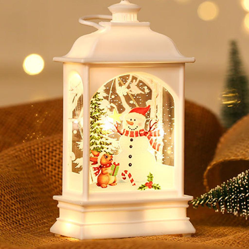 Christmas Lantern  Ornaments Snowman for Desktop Fireplace Xmas White