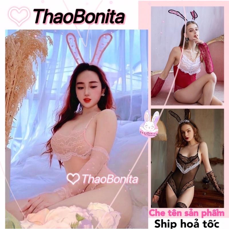 Set cosplay Thỏ bodysuit kèm bao tay cài tóc. Ship Hoả Tốc SG