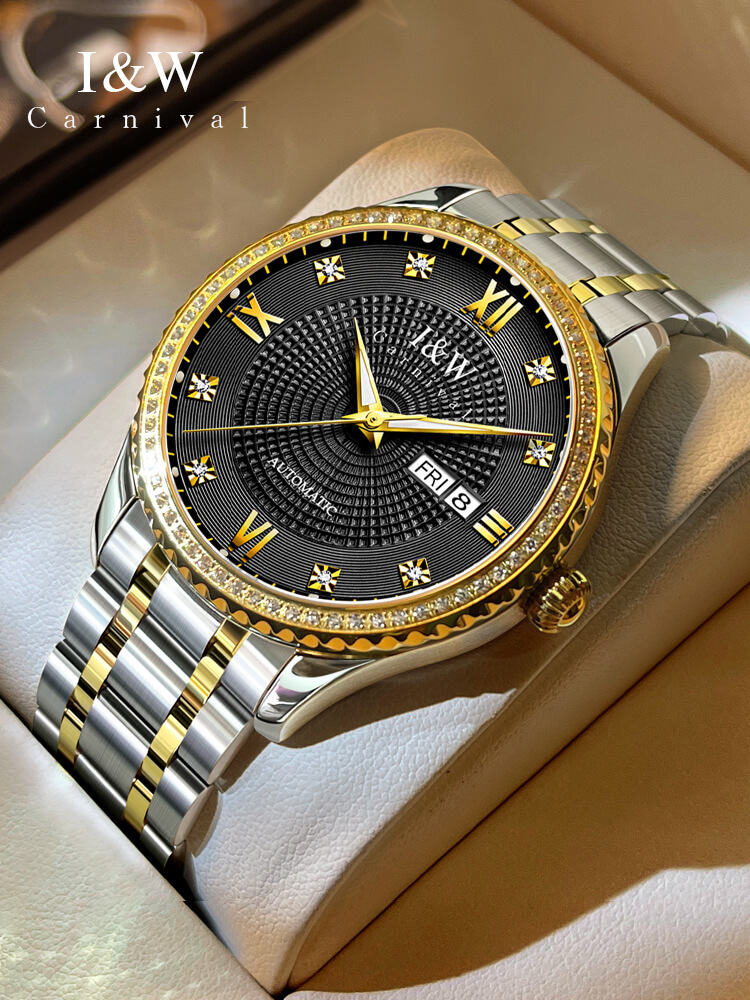 Đồng hồ nam chính hãng IW CARNIVAL IW615G-4 Kính sapphire ,chống xước ,Chống nước 50m ,Bảo hành 24 tháng,Máy cơ (Automatic),dây kim loại thép không gỉ 316L, thiết kế đơn giản dễ đeo
