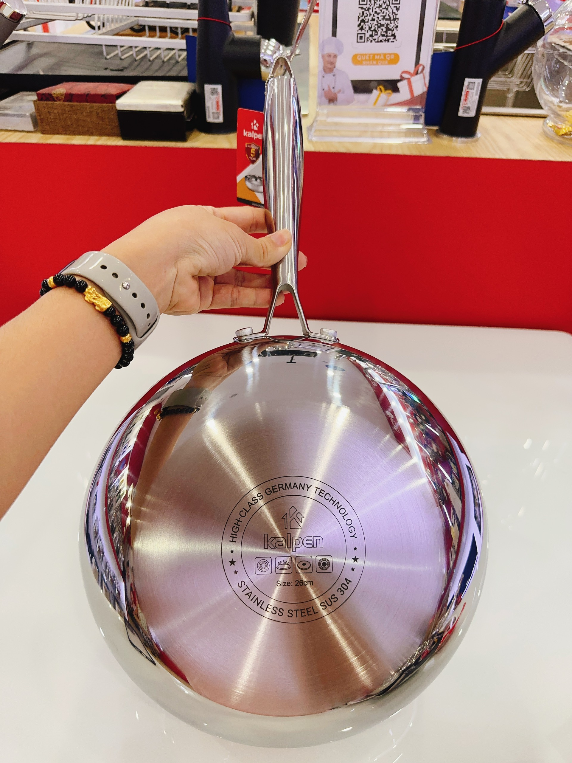 Chảo inox 304 liền khối miệng rót Kalpen Zenger Size 24-26cm