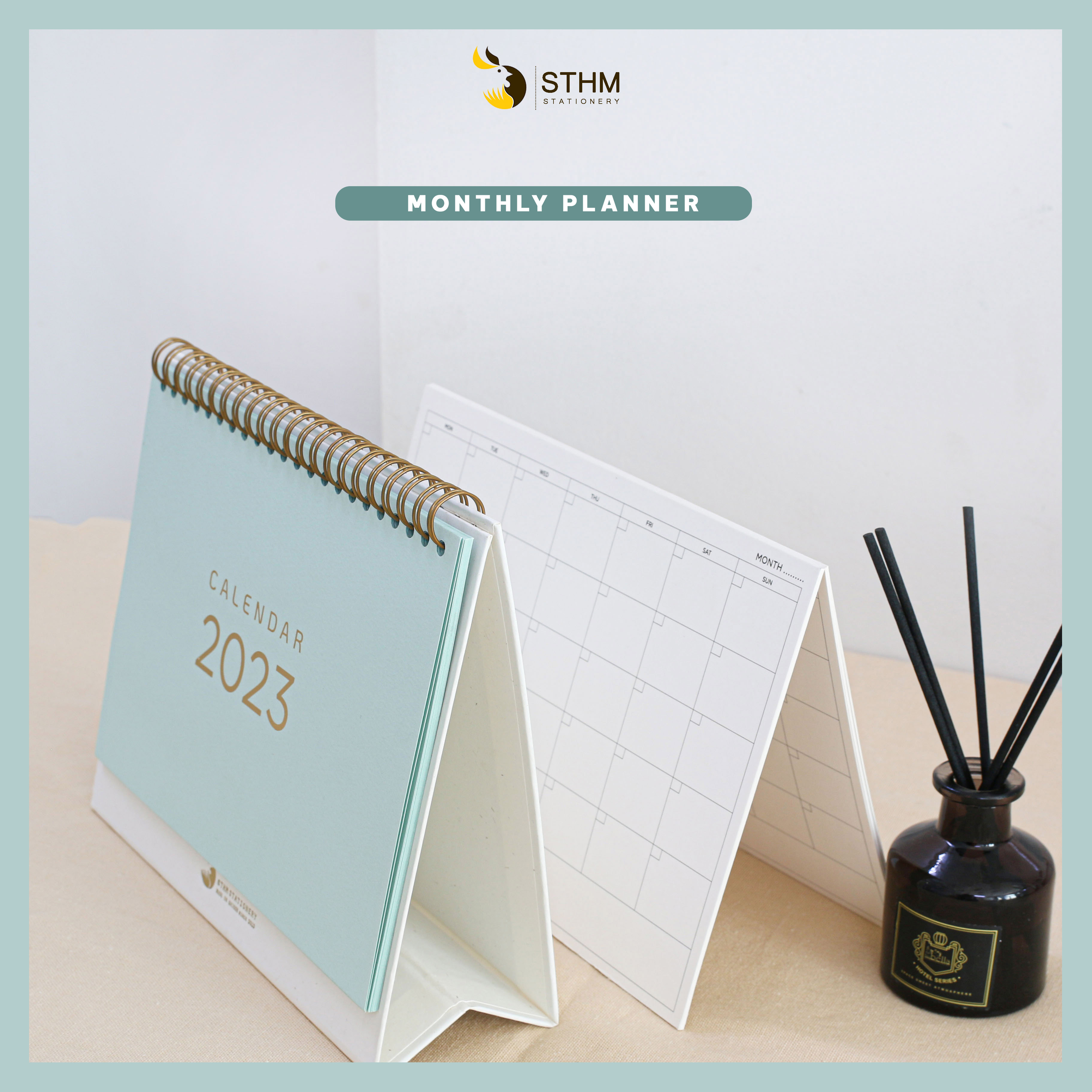 - Lịch bàn lò xo 2023 - Light mint - Giấy mỹ thuật cao cấp - Có lịch âm dương và checklist