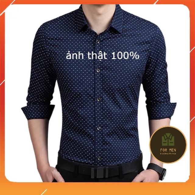 Áo Sơ Mi Nam hoạ tiết Chấm Bi Cao Cấp