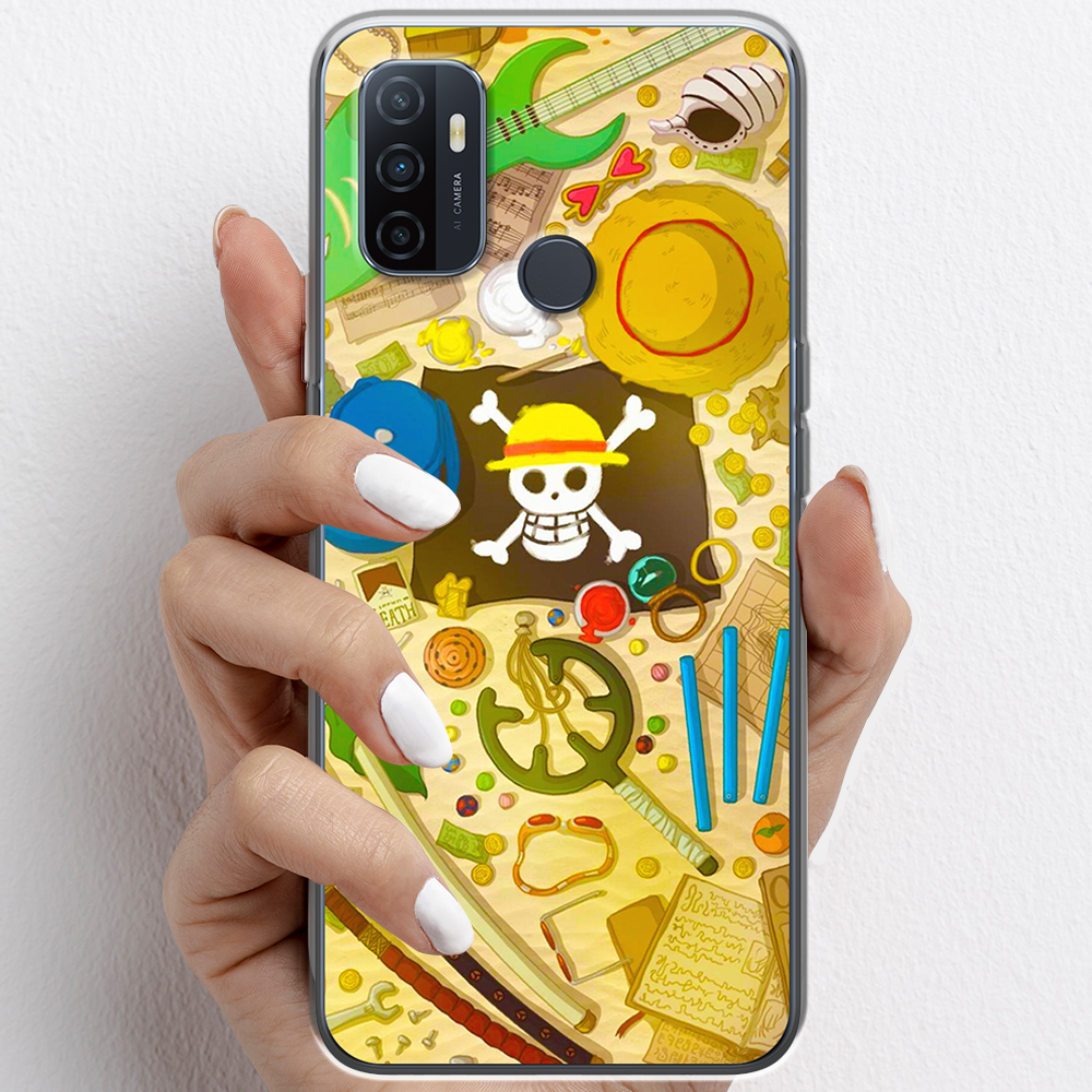 Ốp lưng cho Oppo A53, Oppo A93 nhựa TPU mẫu One Piece cờ đen