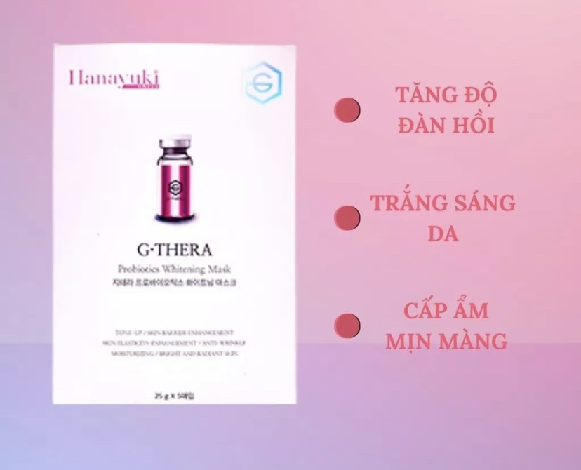 Mặt Nạ Dưỡng Trắng Men Vi Sinh G-Thera Probiotics Whitening Mask Hanayuki Chính Hãng 5 Miếng 125g