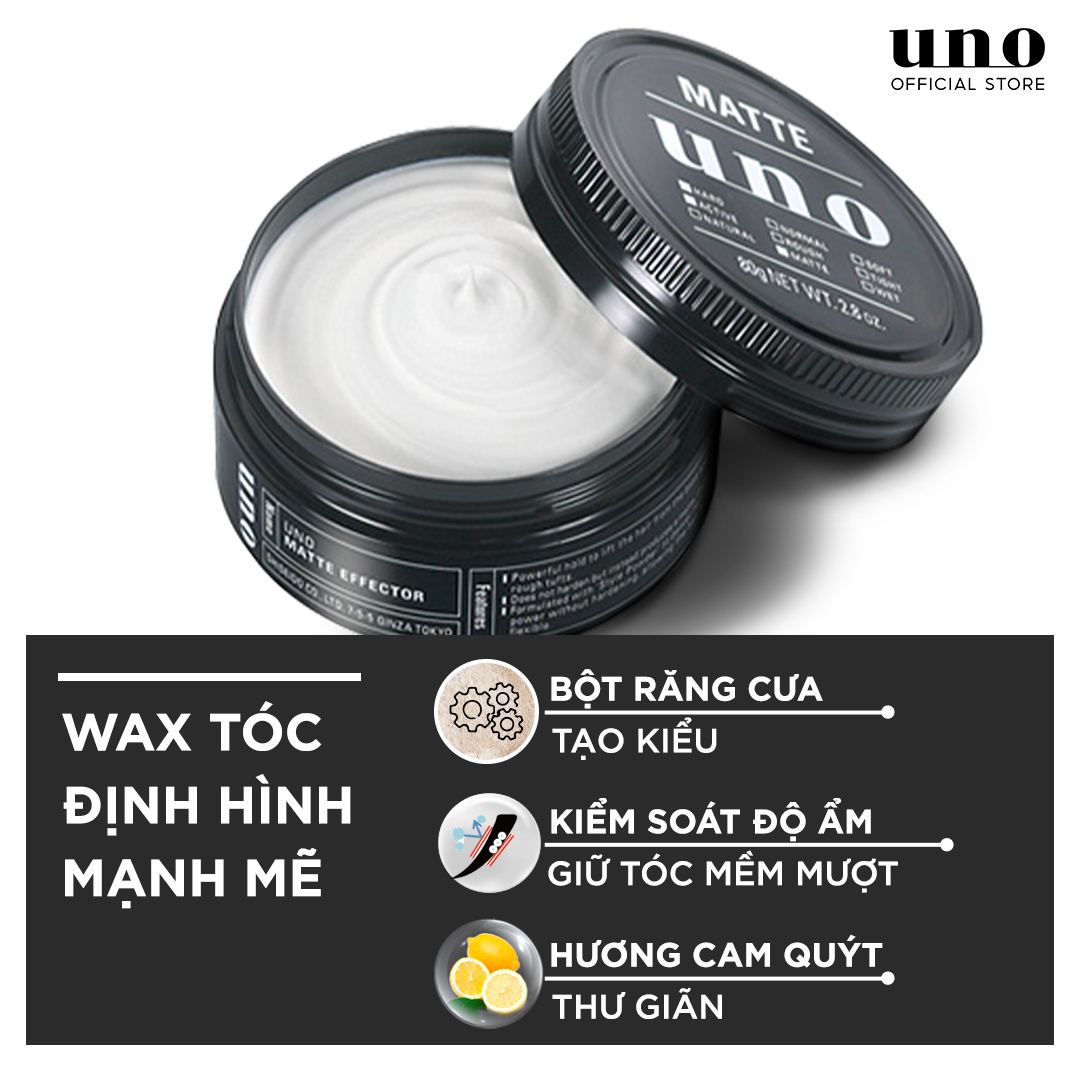 Bộ đôi Sữa rửa mặt UNO Kiểm soát nhờn 130g & Wax tóc Định hình mạnh mẽ 80g