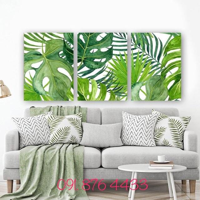 Bộ 3 tranh CANVAS lá cây kích thước 40* 50 không khung