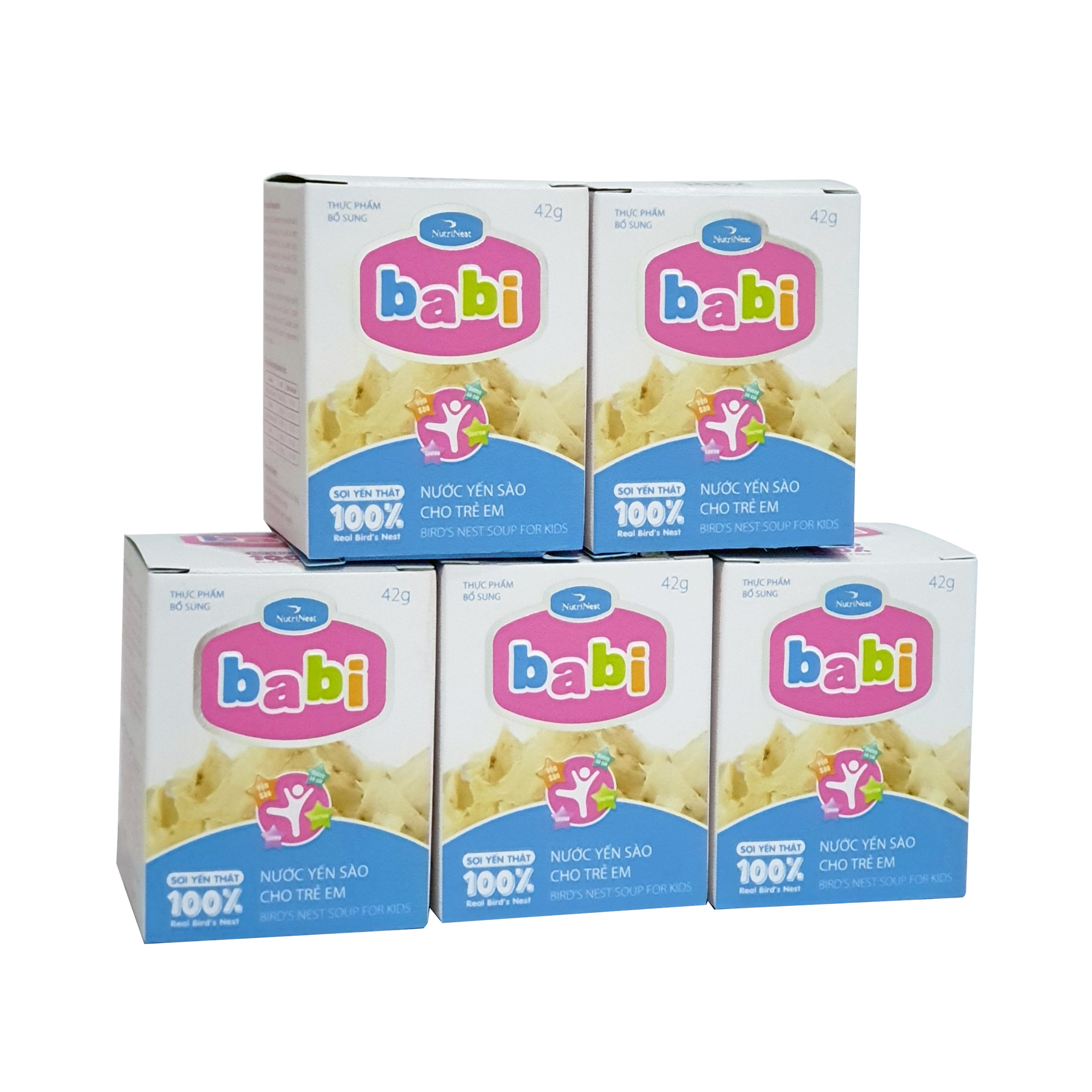 Combo 5 hũ Babi Bird 42g - Nước Yến Sào Chưng Đường Phèn Sợi Yến Thật 100%