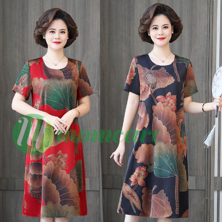 Váy Đầm Trung Niên Nữ Cho Mẹ V15 - Thời trang trung niên cho mẹ trung tuổi U40 U50 đẹp giá rẻ Bigsize - Váy xuông cho mẹ