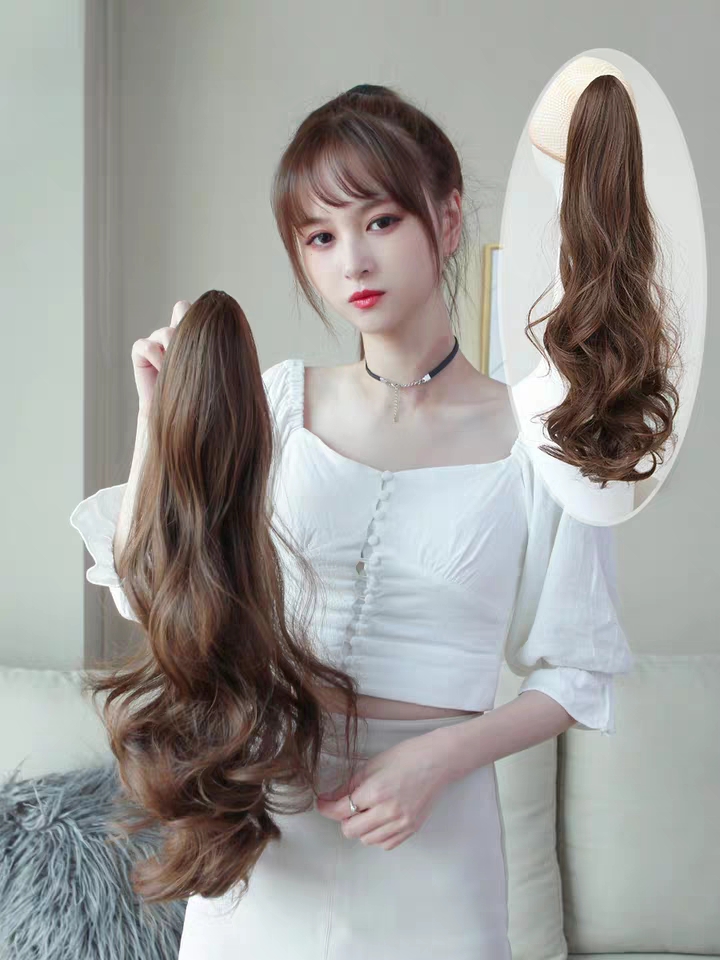 Tóc giả nữ ngoặm xoăn lững, tóc giả kẹp