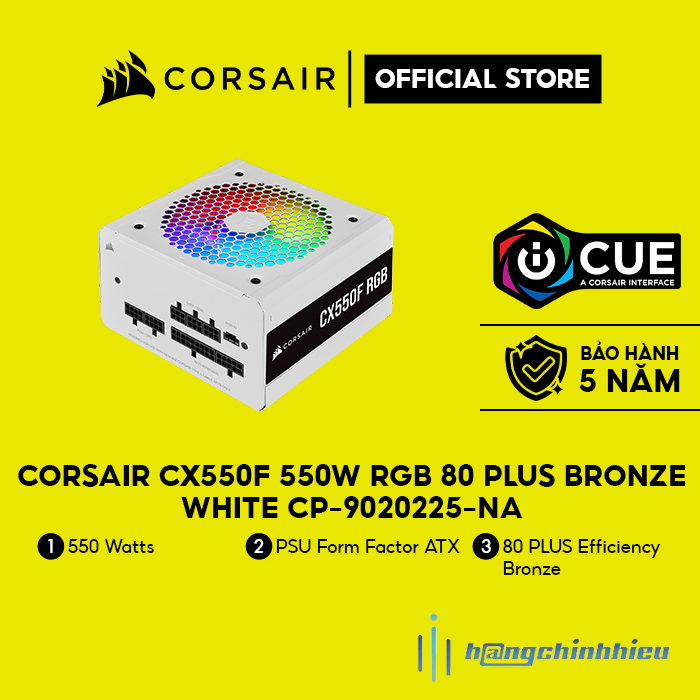 Nguồn máy tính Corsair CX550F 550W RGB 80 Plus Bronze White CP-9020225-NA Hàng chính hãng