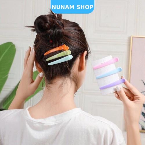 Set 5 kẹp tóc mỏ vịt màu trơn pastel cực xinh trang điểm làm tóc Nunam Shop