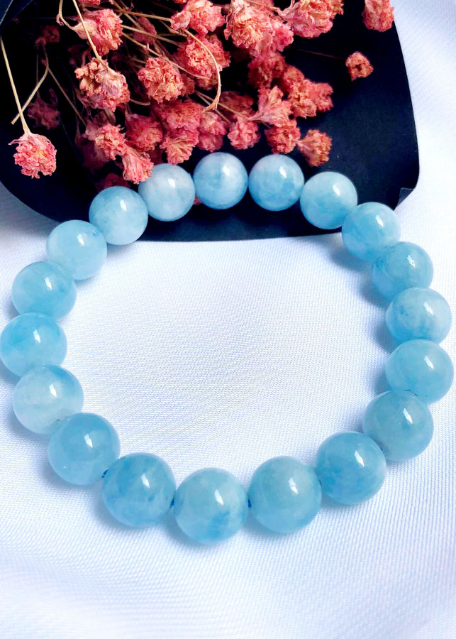 Vòng Tay Đá Aquamarine Xanh Nước Biển - Nhẹ Nhàng - Trẻ Trung - Hợp Mệnh Thủy, Mộc