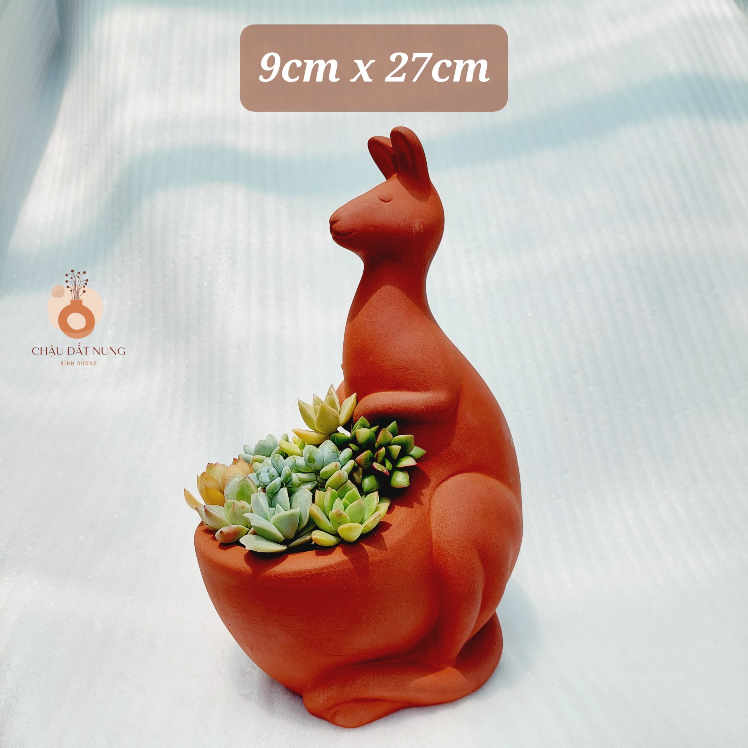 Chậu đất nung Bình Dương - Chú chuột túi dễ thương, miệng chậu 9cm, chiều cao 27cm