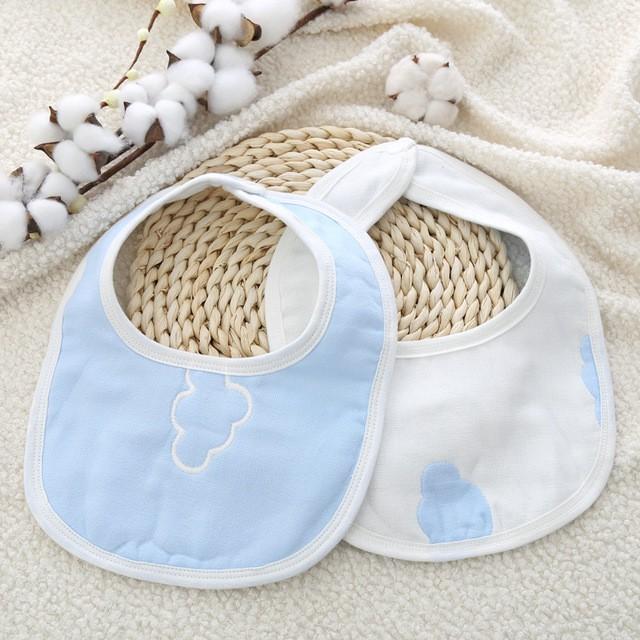 Khăn yếm ăn dặm chất cotton 2 mặt in hình cho bé