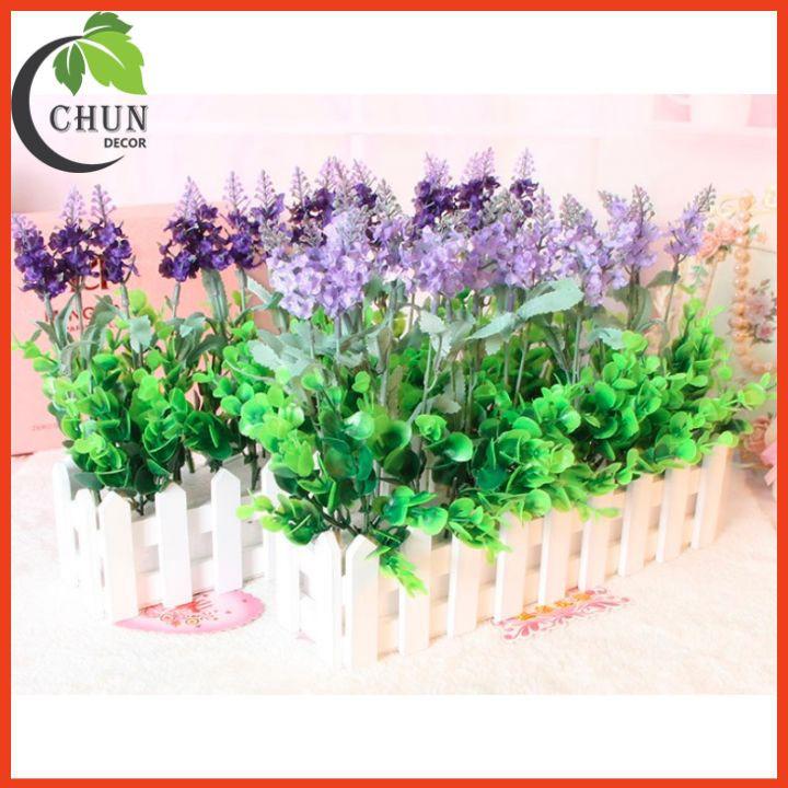 Giỏ hoa giả, hàng rào lavender trang trí nhà cửa, văn phòng, góc học tập, làm đạo cụ chụp ảnh