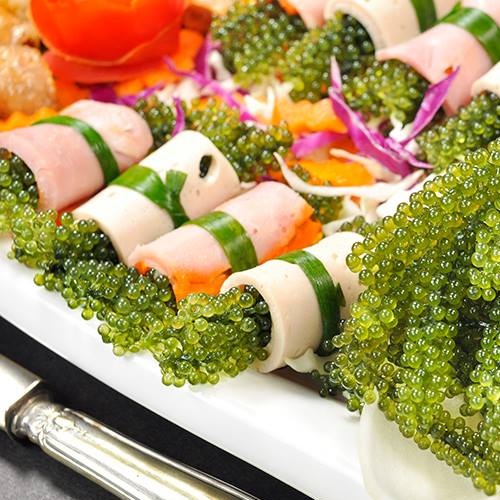 Combo 2 hộp Rong nho tươi tách nước Okinawa 100g (5 gói x 20g) + tặng kèm 2 gói bánh trứng Gia Khánh