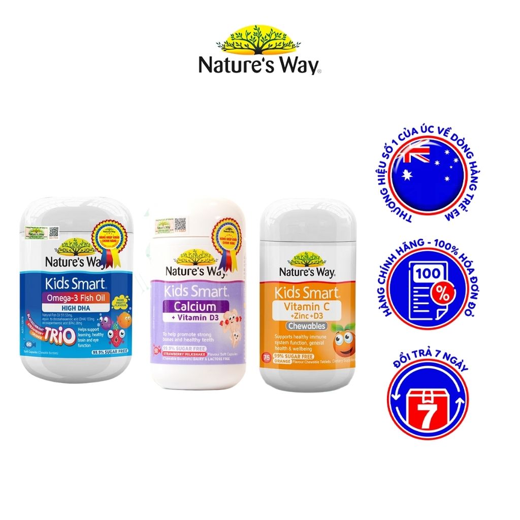 Combo 3 Viên Uống Nature’s Way Kids Smart Phát Triển Trí Tuệ, Bứt Phá Chiều Cao Cho Bé Từ 2 Tuổi