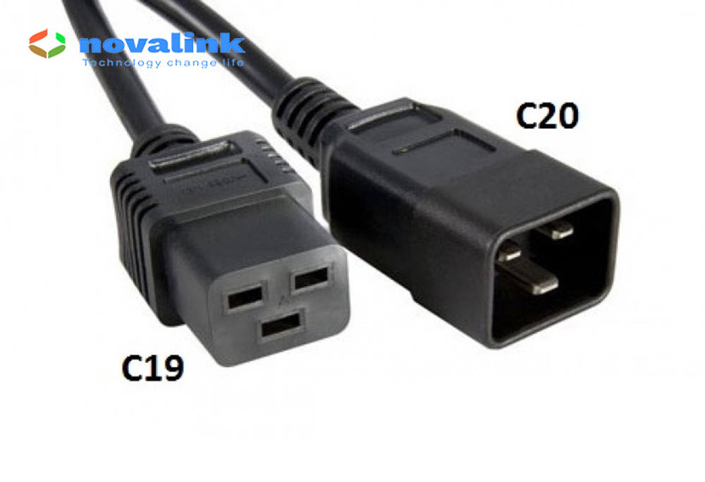 Dây nguồn C19 C20 cao cấp Novalink NV-56003A - 15A-220/250V. Lõi đồng 3Gx2.08mm - Hàng chính hãng