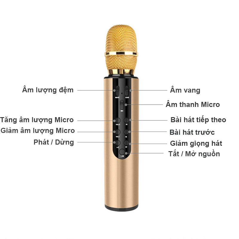 Micro Không Dây Bluetooth Nghe Nhạc, Karaoke Siêu Hay, Chất Lượng Cao M6 - Hàng Chính Hãng