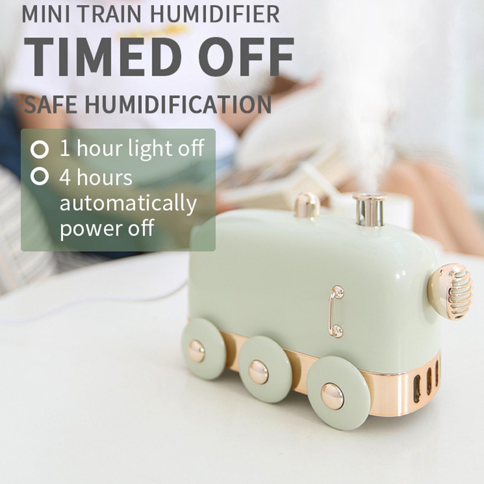 Mini Train USB Humidifier, Desktop Personal Portable Humidifier, Ultra Quiet LED Night Light Function USB Small Diffuser for Office, Bedroom, 300ML