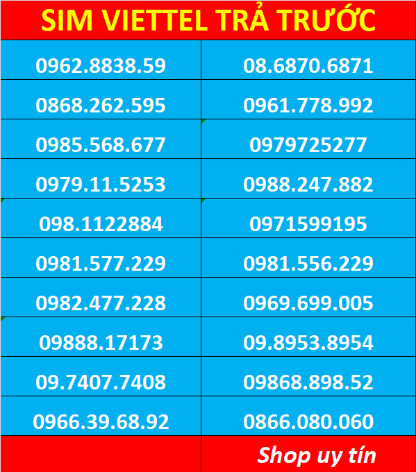 Sim số đẹp Viettel - hàng chính hãng - Đăng kí chính chủ