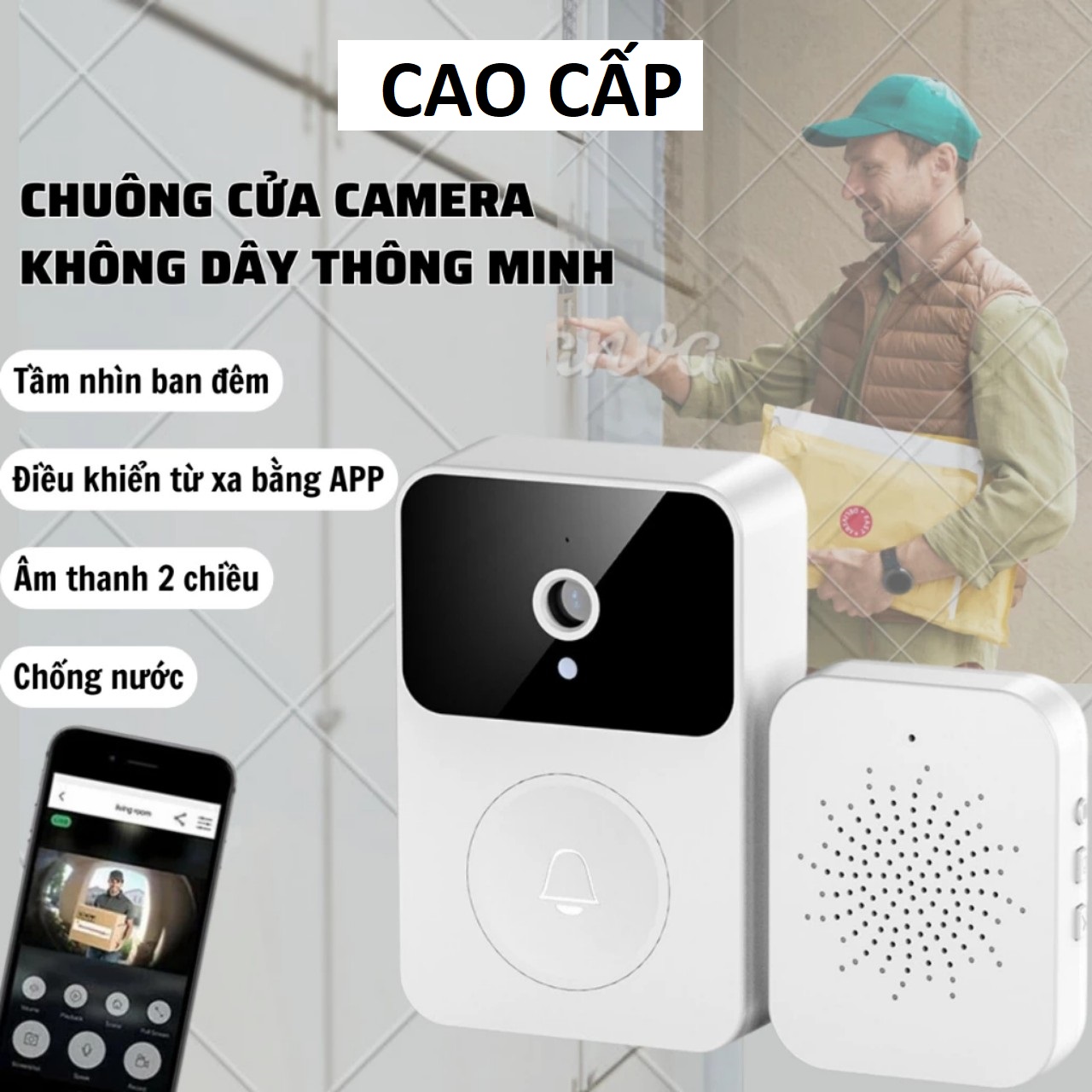 Chuông cửa camera wifi thông minh Z30-i báo video hình ảnh qua app bản cao câp mẫu mới