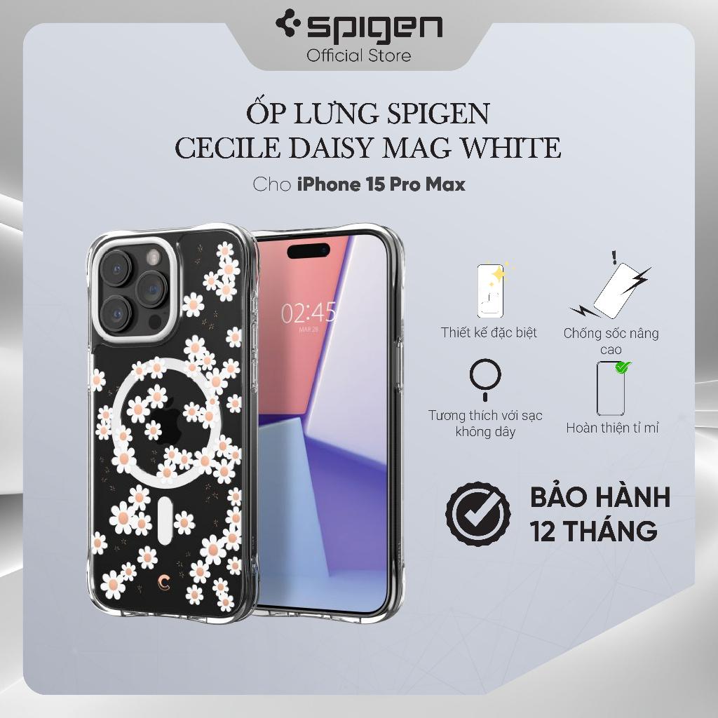 Ốp lưng cho iPhone 15 Pro Max Spigen Cecile Daisy Mag White - Hàng chính hãng
