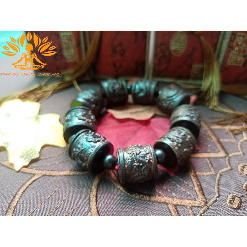 VÒNG TAY TRẦM HƯƠNG MUN CỬU LONG GỖ CHẠM KHẮC TÌNH DUYÊN MAY MẮN TÀI LỘC TẶNG KÈM HỘP GẤM CAO CẤP