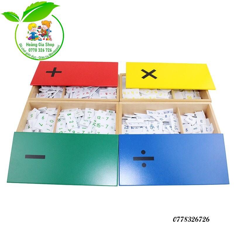 Hộp thẻ phép cộng, phép trừ, phép nhân, phép chia Montessori