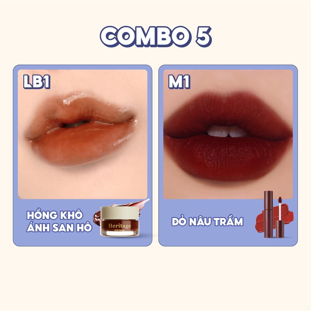 Combo Son Kem Lì Merzy Bite The Beat Mellow Tint 4g + Son Dưỡng Có Màu Merzy The Heritage All Day Lip Care 4g