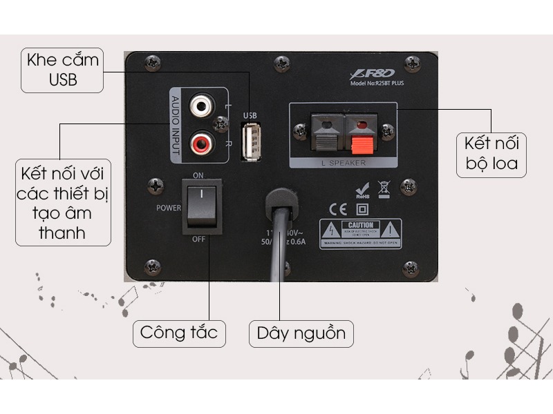 Loa Fenda R27BT 2.0 có Bluetooth, công suất 50w, có cổng quang học optical - Hàng chính hãng