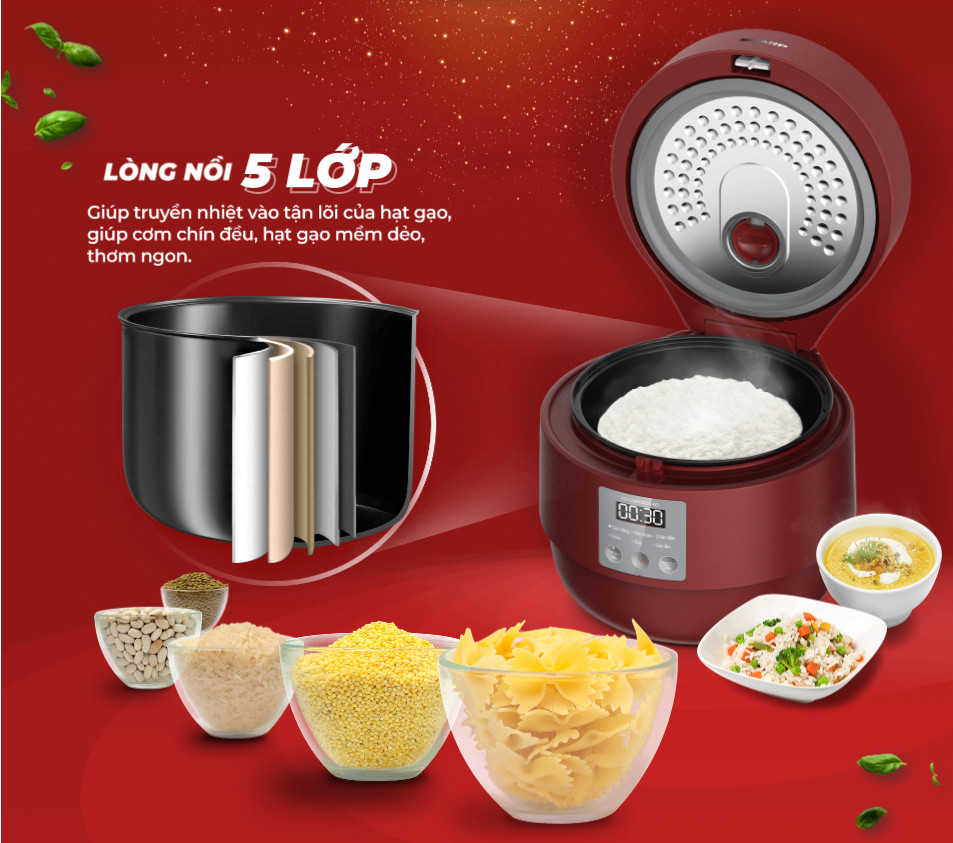 Nồi cơm điện tử Sharp KS-COM100DV-RD-Hàng Chính Hãng