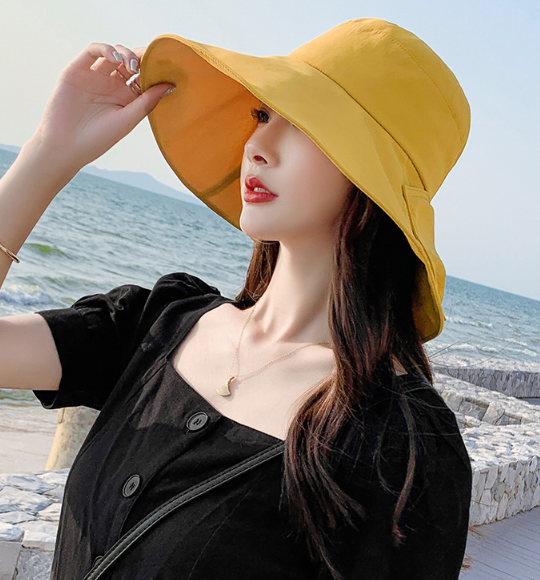 Mũ rộng vành chống nắng chống tia cực tím gắn nơ bản to, nón chống nắng nữ thời trang