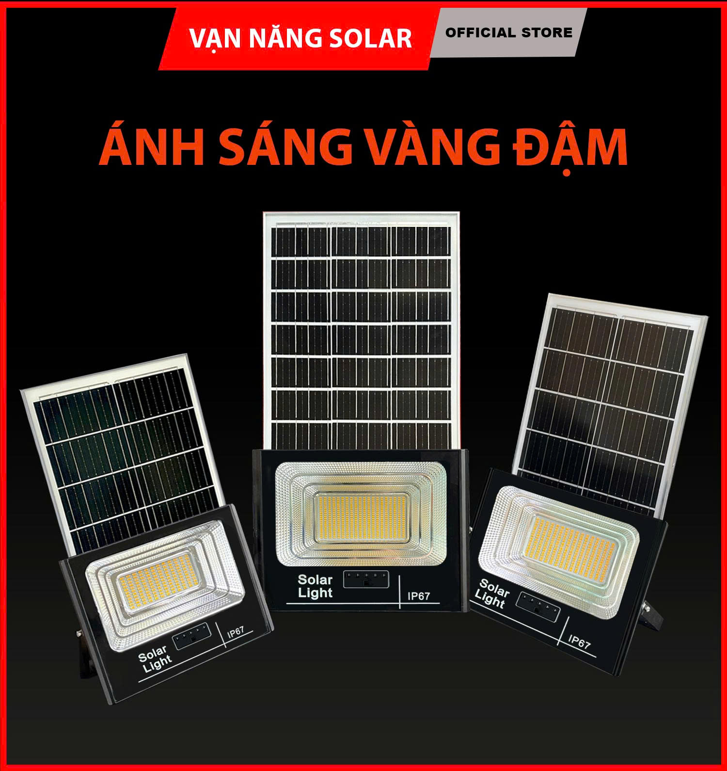 Đèn năng lượng mặt trời 60W, 100W, 200W ( ánh sáng màu vàng )
