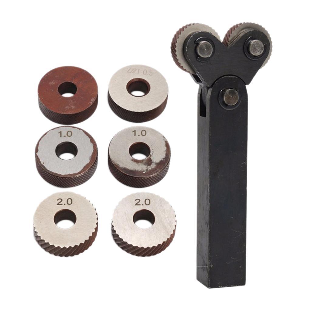 2Set Double Wheel Linear Knurling Tool Set with 0 5mm 1.5mm 2mm Replacement