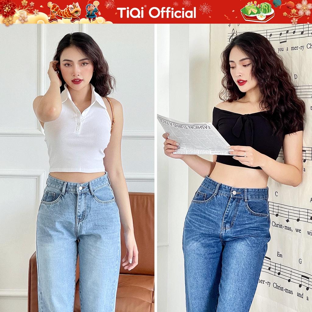 Quần baggy nữ lưng cao màu Đen Xám Xanh TiQi Jeans B1-77
