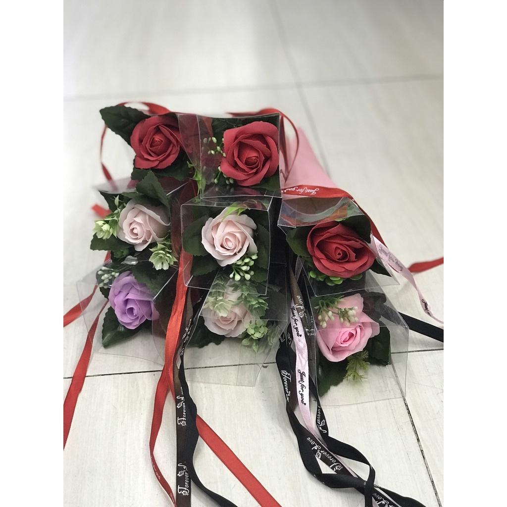 Bó hoa hồng sáp 1 bông mica