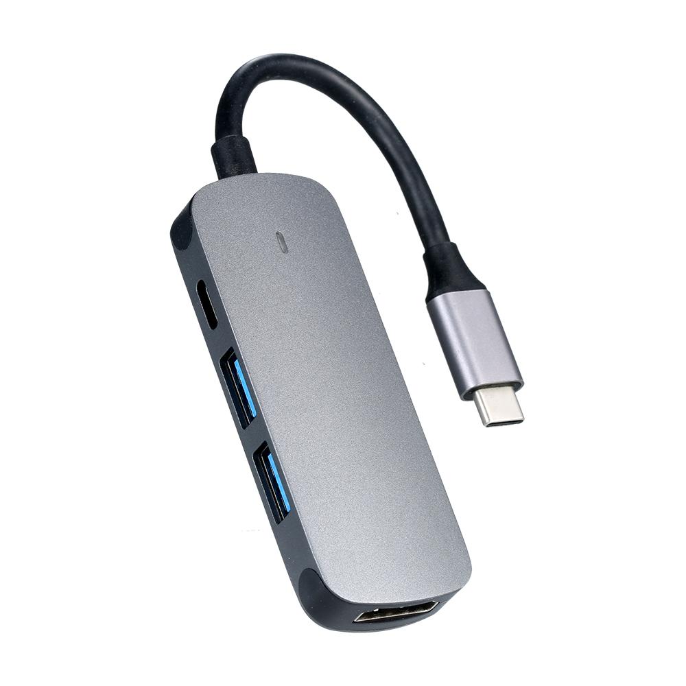 Type-C 4-in-1 Hub Type-C to HD Adapter Support 4K@30Hz/USB3.0 with Speed up to 5Gbps/USB 2.0/Type-C 5V Power